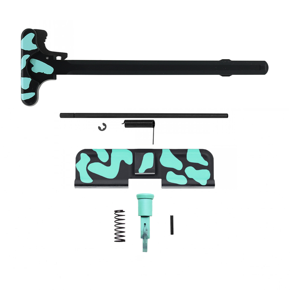 CERAKOTE CAMO | Accessory Pack - Black and Robins Egg| AR-15/9 Charging Handle Forward Assist and Dust Cover