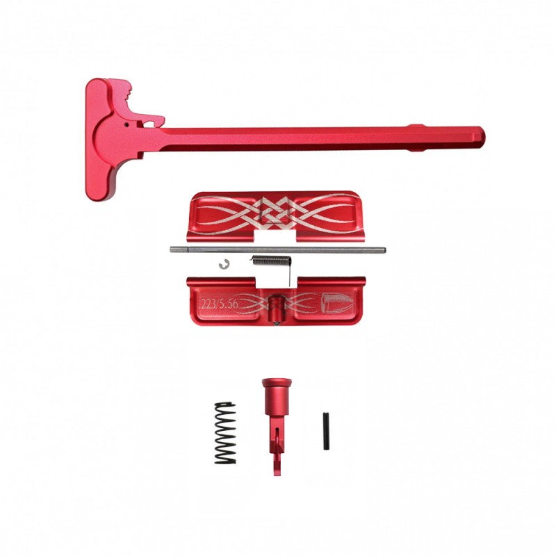 LASERED CALIBER OPTION| AR-15 Red Anodized Accent Caliber Bundle| Tribal 