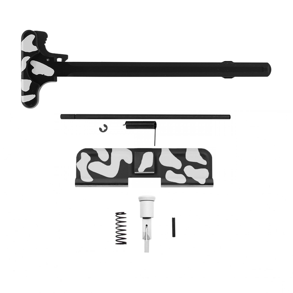 CERAKOTE CAMO | Accessory Pack - Black and Bright White | AR-15/9 Charging Handle Forward Assist and Dust Cover