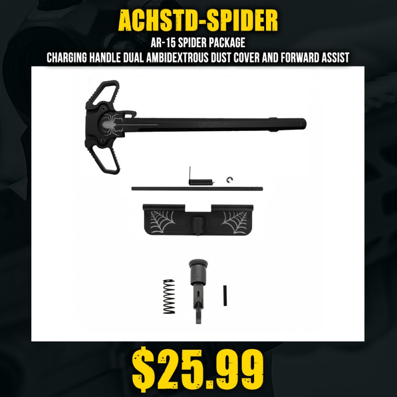 AR-15 SPIDER Package Charging Handle Dual Ambidextrous Dust Cover and Forward Assist