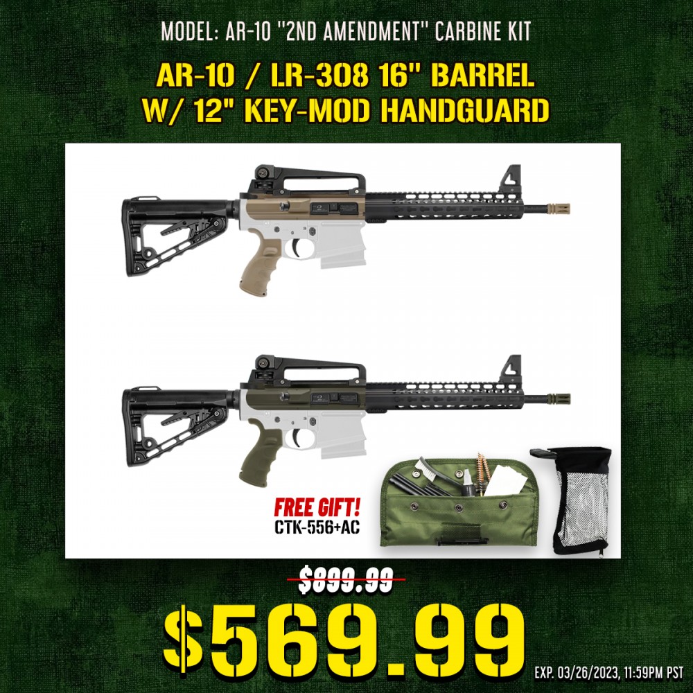 AR-10 / LR-308 16'' Barrel W/ 12" Key-Mod Handguard| ''2ND AMENDMENT'' Carbine Kit