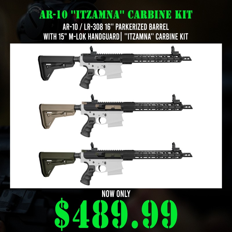 AR-10 / LR-308 16'' Parkerized Barrel With 15" M-Lok Handguard| ''ITZAMNA'' Carbine Kit