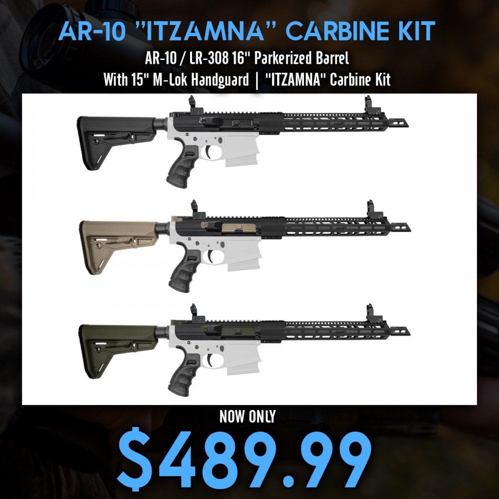 AR-10 / LR-308 16'' Parkerized Barrel With 15" M-Lok Handguard| ''ITZAMNA'' Carbine Kit