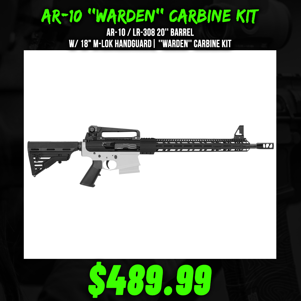 AR-10 / LR-308 20'' Barrel W/ 18" M-Lok Handguard| ''Warden''  Carbine Kit
