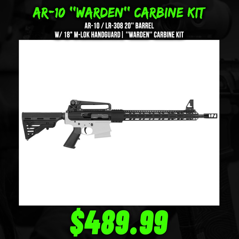 AR-10 / LR-308 20'' Barrel W/ 18" M-Lok Handguard| ''Warden''  Carbine Kit