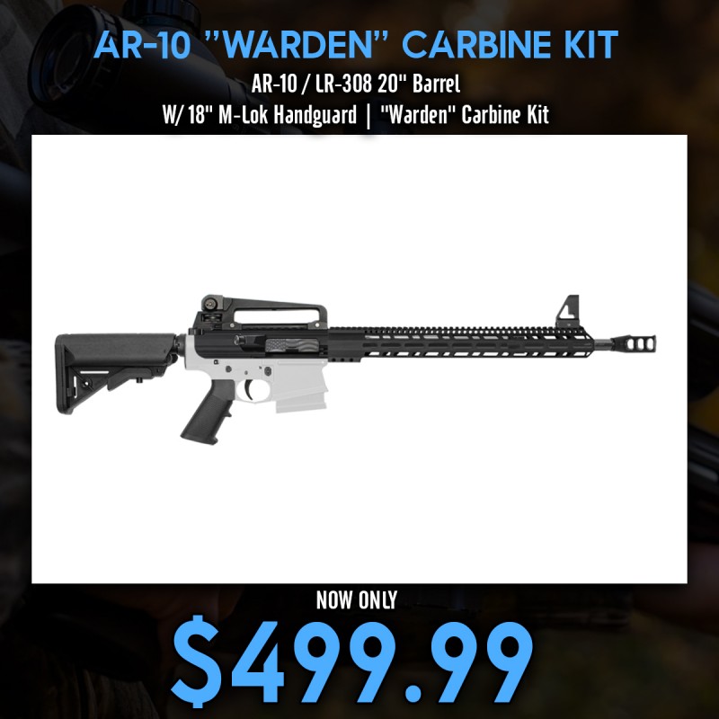 AR-10 / LR-308 20'' Barrel W/ 18" M-Lok Handguard| ''Warden''  Carbine Kit