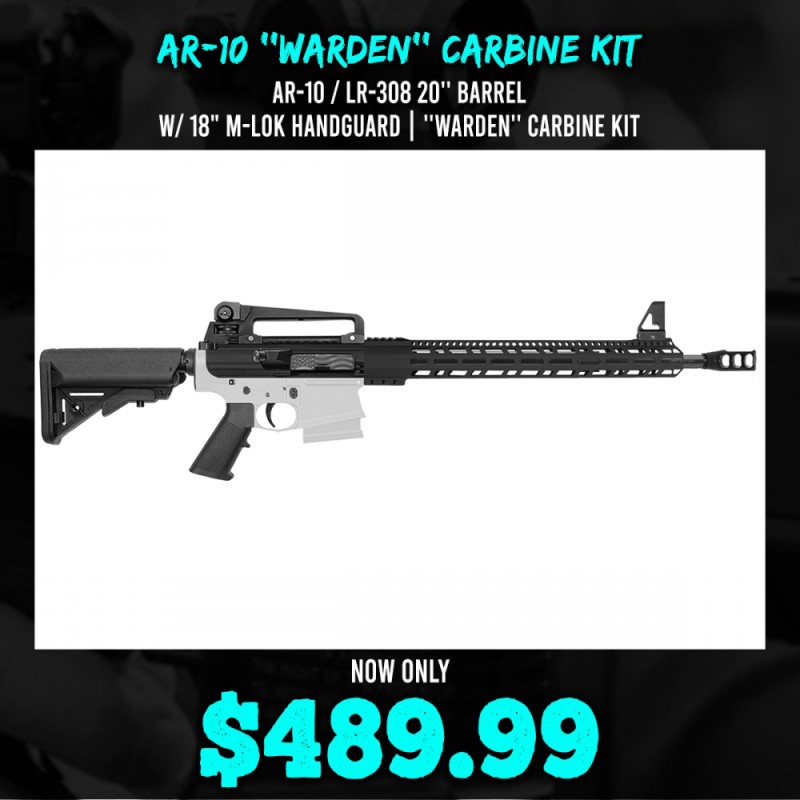 AR-10 / LR-308 20'' Barrel W/ 18" M-Lok Handguard| ''Warden''  Carbine Kit