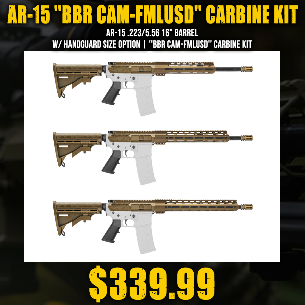 AR-15 .223/5.56 16" Barrel  W/ Handguard Size Option | ''BBR CAM-FMLUSD'' Carbine Kit