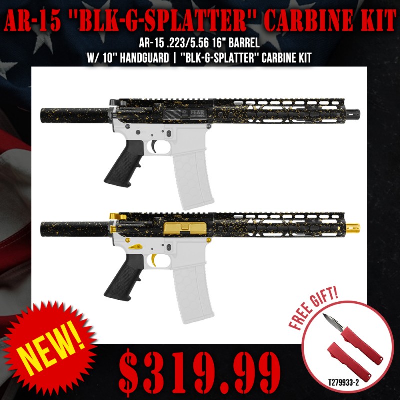 AR-15 .223/5.56 16" Barrel W/ 10'' Handguard | ''BLK-G-SPLATTER'' Carbine Kit AR-15 .223/5.56 16" Barrel W/ 10'' Handguard | ''BLK-G-SPLATTER'' Carbine Kit