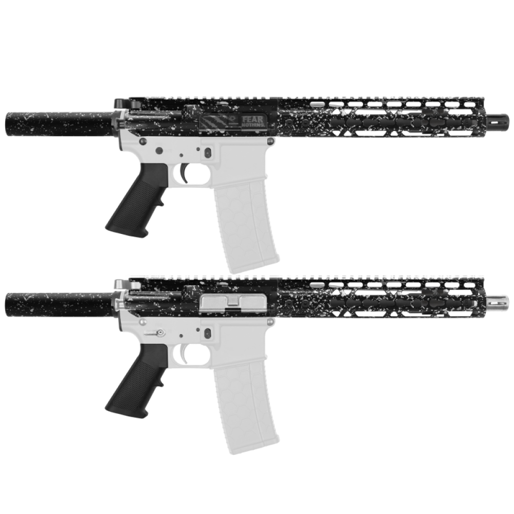 AR-15 .223/5.56 10.5" Barrel  W/ 10'' Handguard | ''BLK-S-SPLATTER'' Pistol Kit
