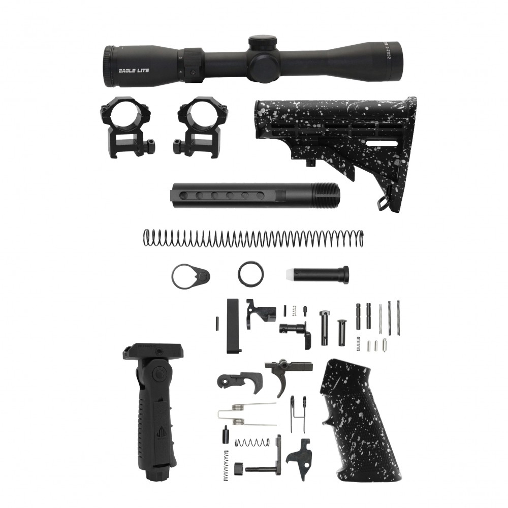 AR-15 .223 Wylde 18" Barrel W/ 16'' Handguard | ''BLK-S-SPLATTER-V2'' Carbine Kit AR-15 .223 Wylde 18" Barrel W/ 16'' Handguard | ''BLK-S-SPLATTER-V2'' Carbine Kit