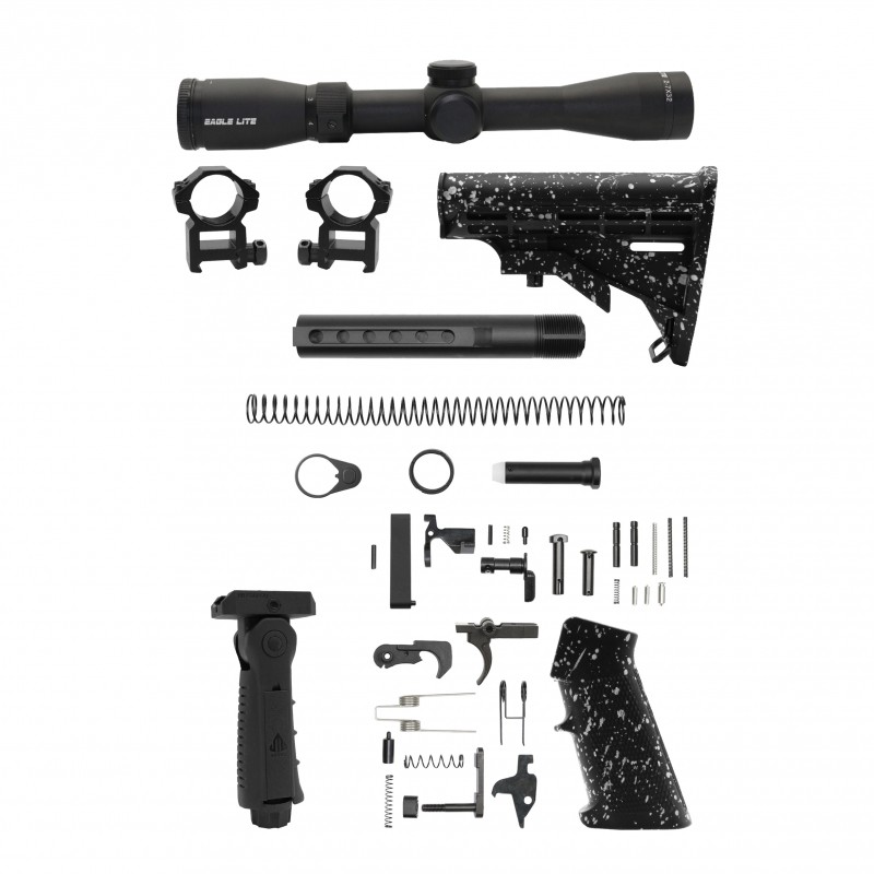 AR-15 .223 Wylde 18" Barrel W/ 16'' Handguard | ''BLK-S-SPLATTER-V2'' Carbine Kit AR-15 .223 Wylde 18" Barrel W/ 16'' Handguard | ''BLK-S-SPLATTER-V2'' Carbine Kit