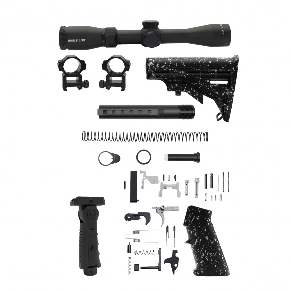 AR-15 .223 Wylde 18" Barrel W/ 16'' Handguard | ''BLK-S-SPLATTER-V2'' Carbine Kit AR-15 .223 Wylde 18" Barrel W/ 16'' Handguard | ''BLK-S-SPLATTER-V2'' Carbine Kit