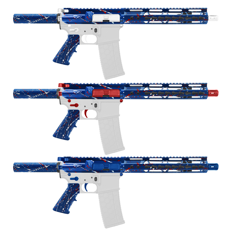 AR-15 .223/5.56 10.5" Barrel  W/ 10'' Handguard | ''BLU-RW-SPLATTER'' Pistol Kit