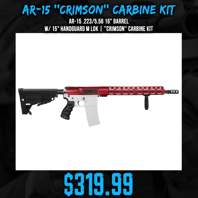 AR-15 .223/5.56 16" Barrel W/ 15" Handguard M LOK | ''CRIMSON'' Carbine Kit