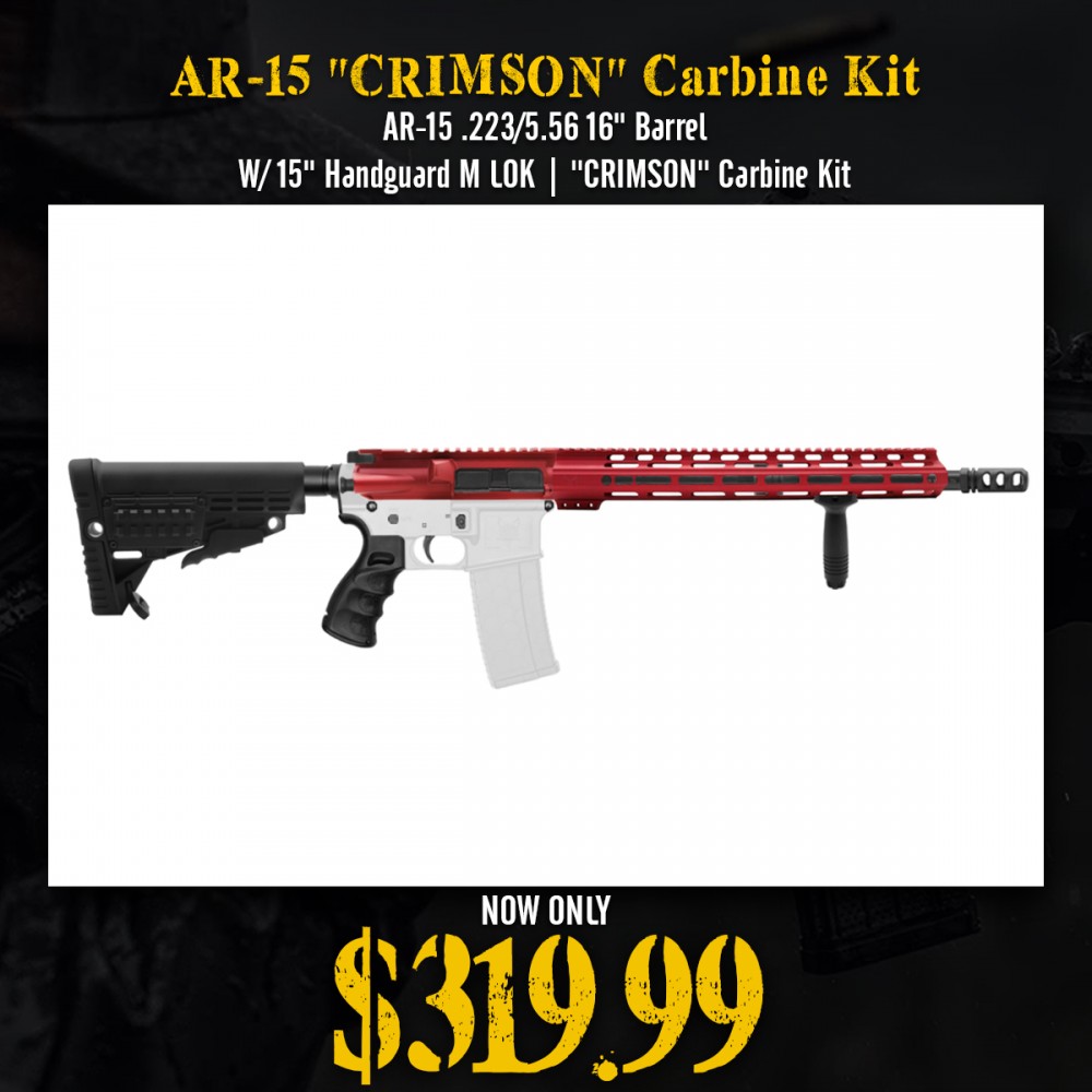 AR-15 .223/5.56 16" Barrel W/ 15" Handguard M LOK | ''CRIMSON'' Carbine Kit