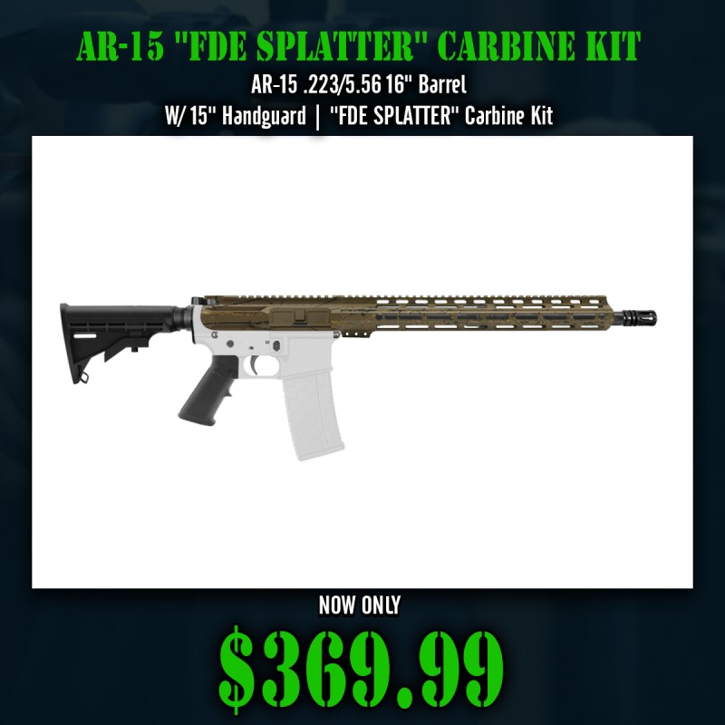 AR-15 .223/5.56 16" Barrel  W/ 15'' Handguard | ''FDE SPLATTER'' Carbine Kit