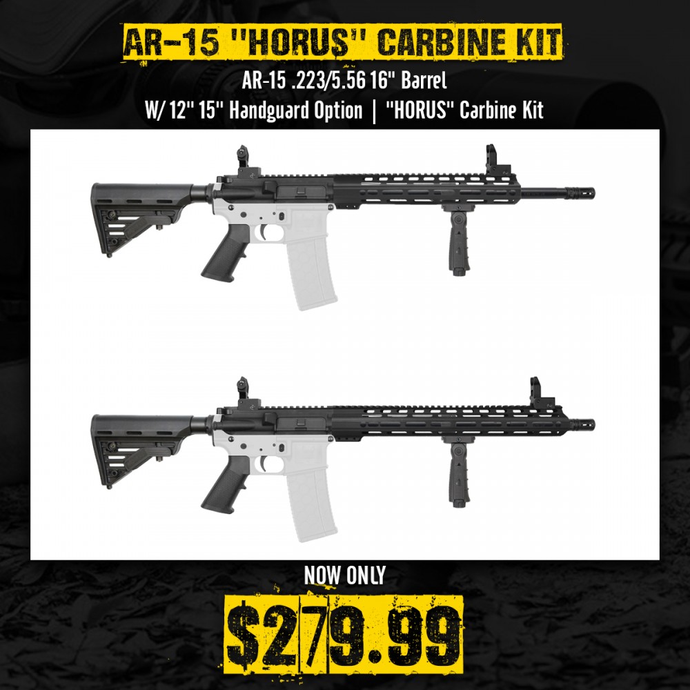 AR-15 .223/5.56 16" Barrel  W/ 12'' 15'' Handguard Option | ''HORUS'' Carbine Kit