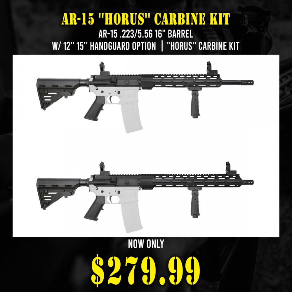 AR-15 .223/5.56 16" Barrel  W/ 12'' 15'' Handguard Option | ''HORUS'' Carbine Kit