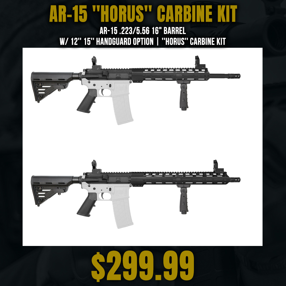 AR-15 .223/5.56 16" Barrel  W/ 12'' 15'' Handguard Option | ''HORUS'' Carbine Kit