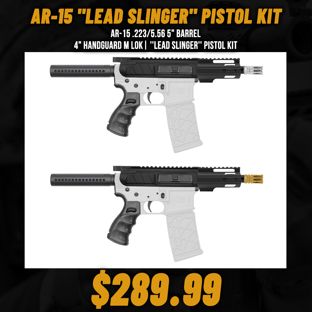 AR-15 .223/5.56 5" Barrel 4" Handguard M Lok| ''LEAD SLINGER'' Pistol Kit