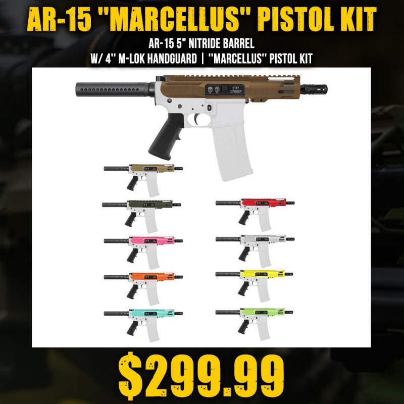 AR-15 5" Nitride Barrel W/ 4'' M-Lok Handguard| ''MARCELLUS'' Pistol Kit AR-15 5" Nitride Barrel W/ 4'' M-Lok Handguard| ''MARCELLUS'' Pistol Kit