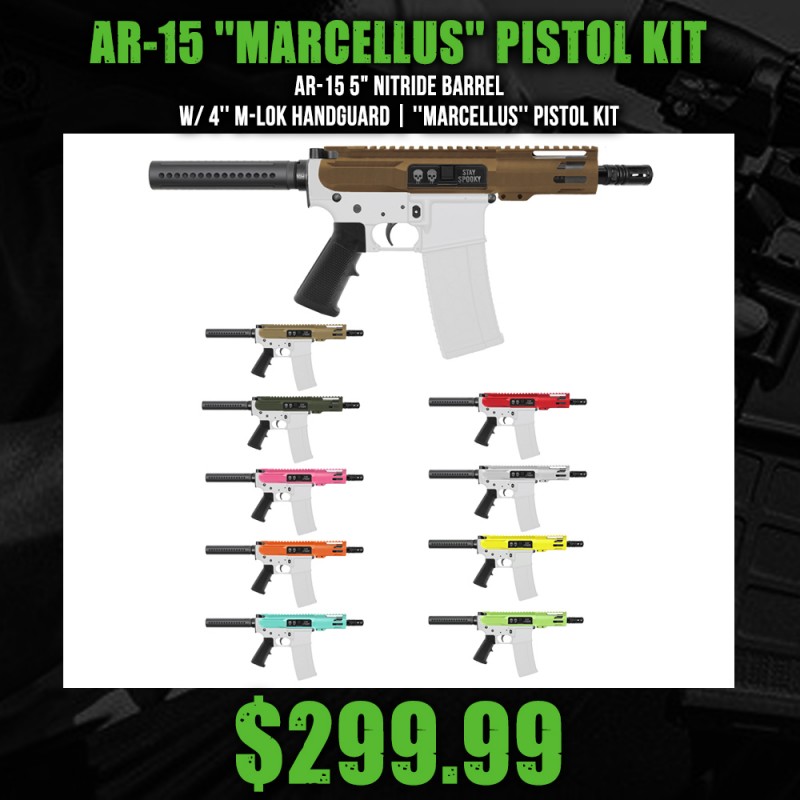 AR-15 5" Nitride Barrel W/ 4'' M-Lok Handguard| ''MARCELLUS'' Pistol Kit AR-15 5" Nitride Barrel W/ 4'' M-Lok Handguard| ''MARCELLUS'' Pistol Kit