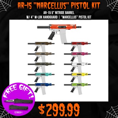 AR-15 5" Nitride Barrel W/ 4'' M-Lok Handguard| ''MARCELLUS'' Pistol Kit