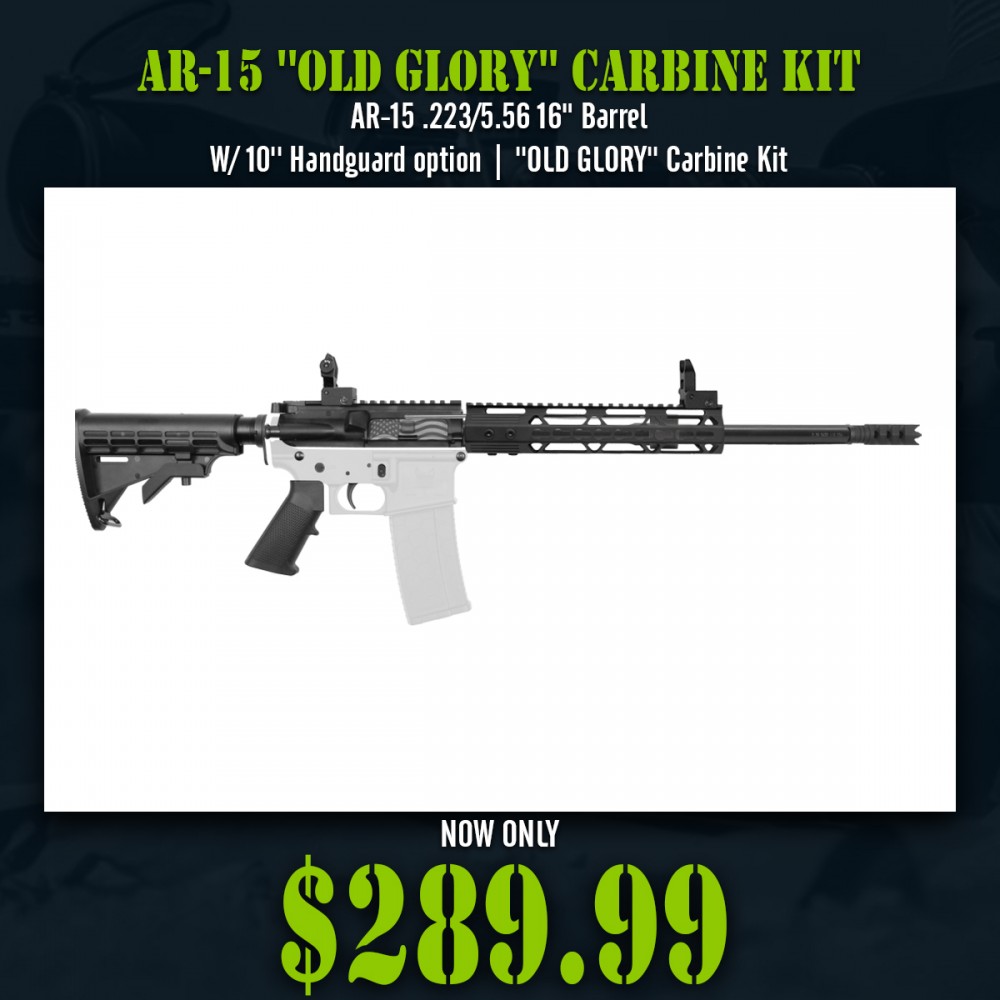 AR-15 .223/5.56 16" Barrel W/ 10'' Handguard option | ''OLD GLORY'' Carbine Kit