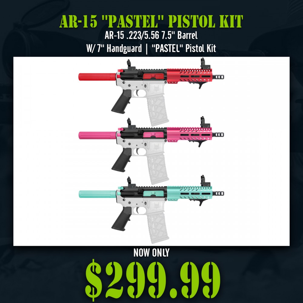 AR-15 .223/5.56 7.5'' Barrel W/ 7'' Handguard| ''PASTEL'' Pistol Kit 