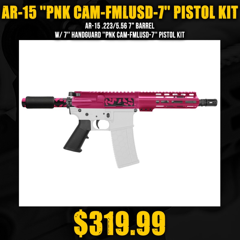 AR-15 .223/5.56 7" BARREL W/ 7'' HANDGUARD ''PNK CAM-FMLUSD-7'' PISTOL KIT