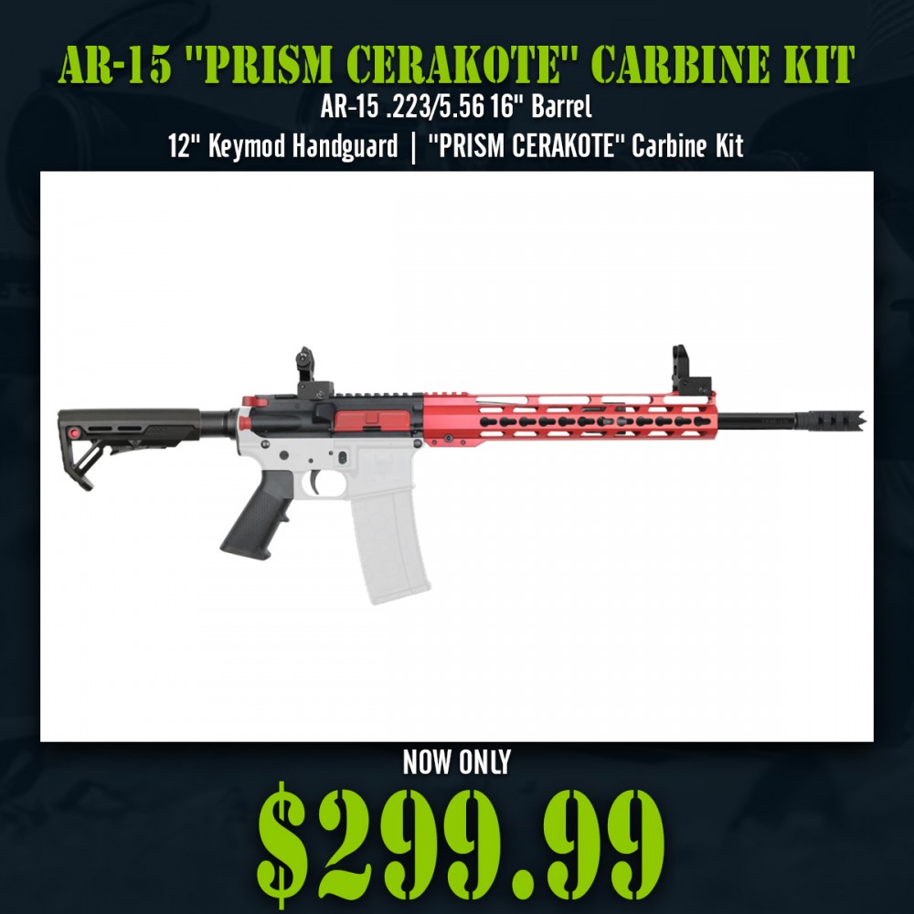 AR-15 .223/5.56 16" Barrel 12" Keymod Handguard | ''PRISM CERAKOTE'' Carbine Kit