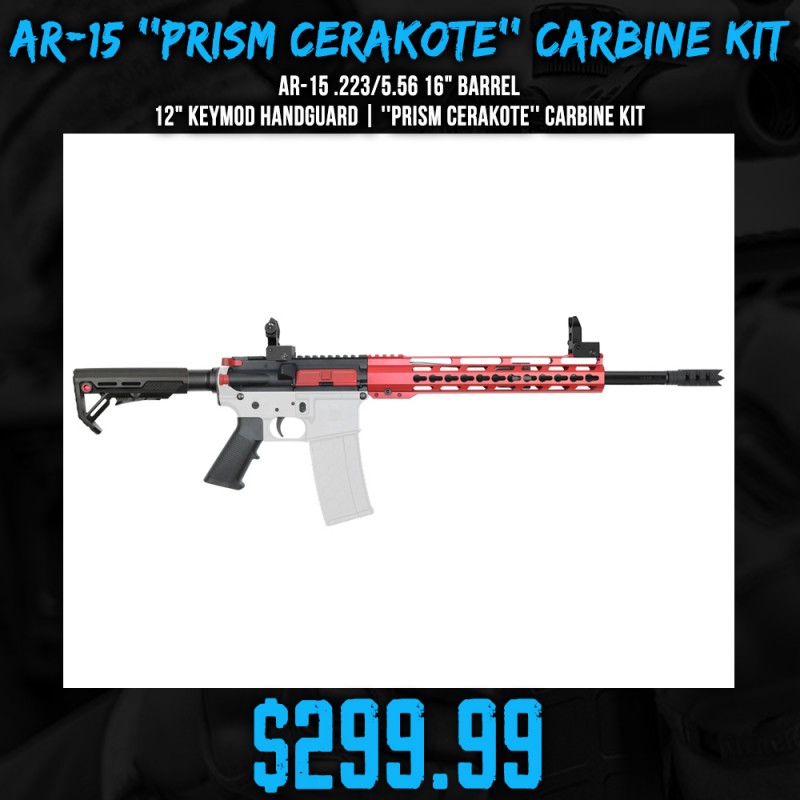 AR-15 .223/5.56 16" Barrel 12" Keymod Handguard | ''PRISM CERAKOTE'' Carbine Kit