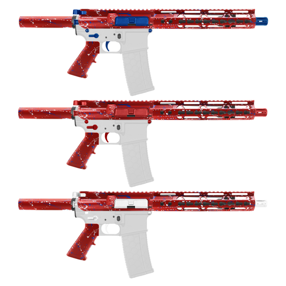 AR-15 .223/5.56 10.5" Barrel  W/ 10'' Handguard | ''RED-BW-SPLATTER'' Pistol Kit