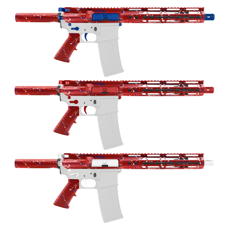 AR-15 .223/5.56 10.5" Barrel  W/ 10'' Handguard | ''RED-BW-SPLATTER'' Pistol Kit