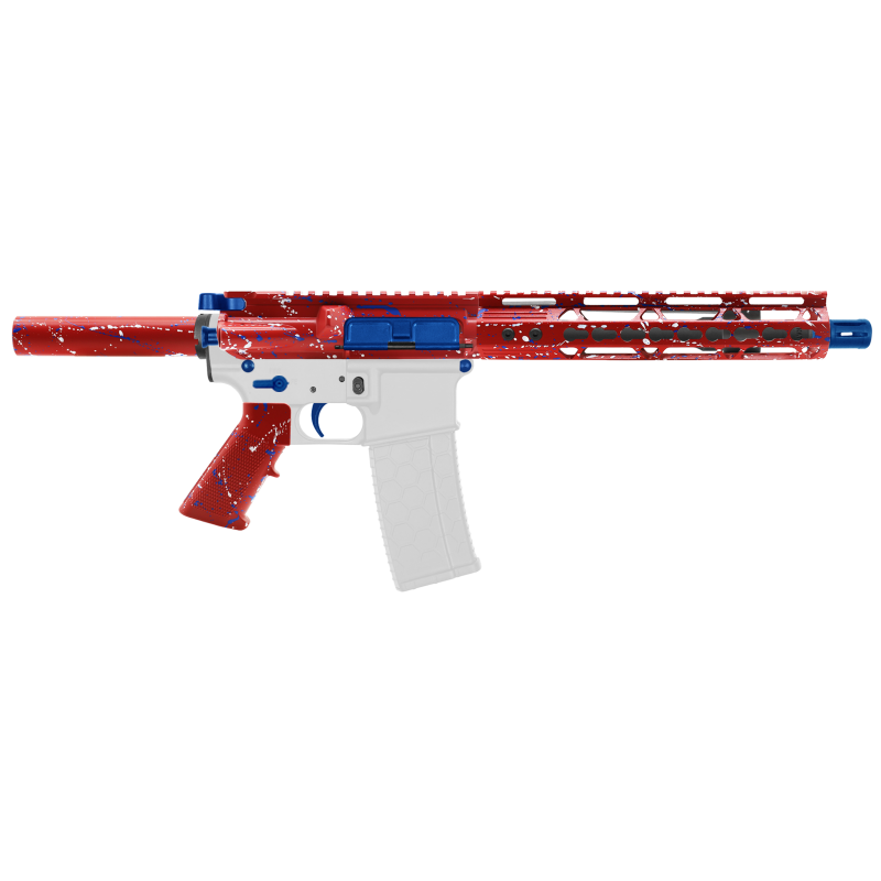 AR-15 .223/5.56 10.5" Barrel  W/ 10'' Handguard | ''RED-BW-SPLATTER'' Pistol Kit