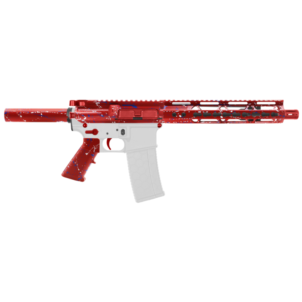 AR-15 .223/5.56 10.5" Barrel  W/ 10'' Handguard | ''RED-BW-SPLATTER'' Pistol Kit
