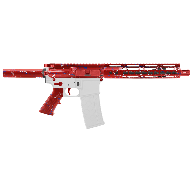 AR-15 .223/5.56 10.5" Barrel  W/ 10'' Handguard | ''RED-BW-SPLATTER'' Pistol Kit