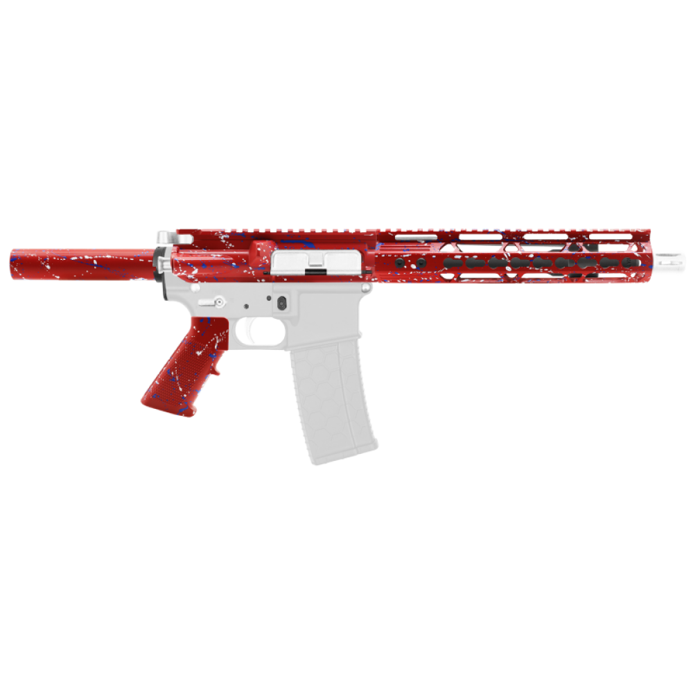 AR-15 .223/5.56 10.5" Barrel  W/ 10'' Handguard | ''RED-BW-SPLATTER'' Pistol Kit