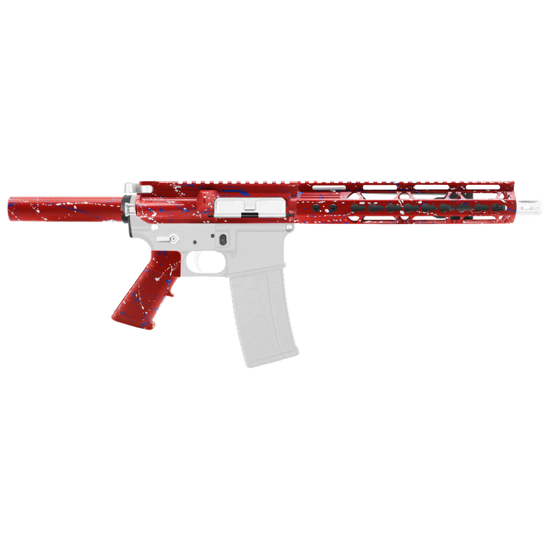 AR-15 .223/5.56 10.5" Barrel  W/ 10'' Handguard | ''RED-BW-SPLATTER'' Pistol Kit