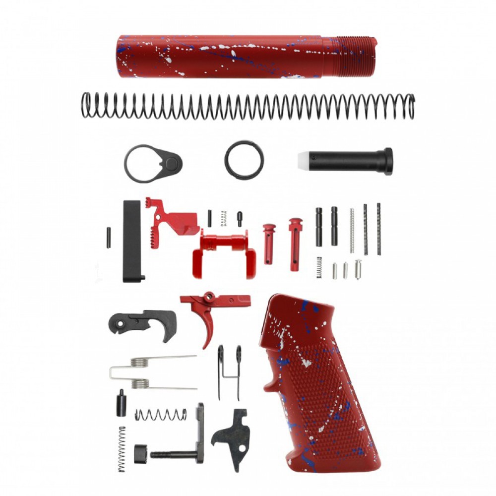 AR-15 .223/5.56 10.5" Barrel  W/ 10'' Handguard | ''RED-BW-SPLATTER'' Pistol Kit