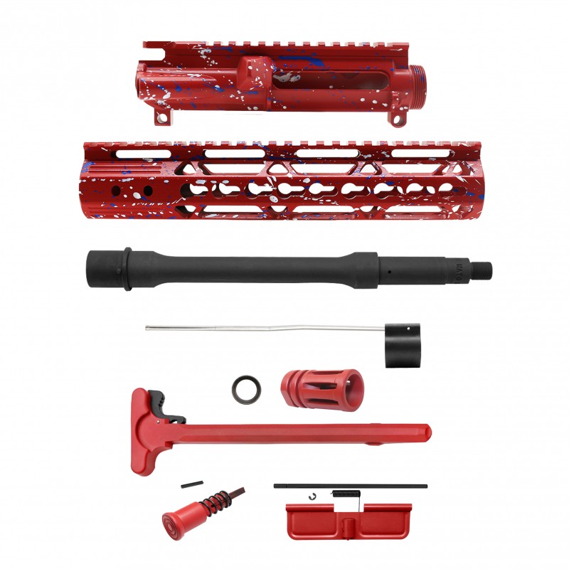 AR-15 .223/5.56 10" Barrel W/ 10'' Handguard | ''RED-BW-SPLATTER'' Pistol Kit AR-15 .223/5.56 10" Barrel W/ 10'' Handguard | ''RED-BW-SPLATTER'' Pistol Kit