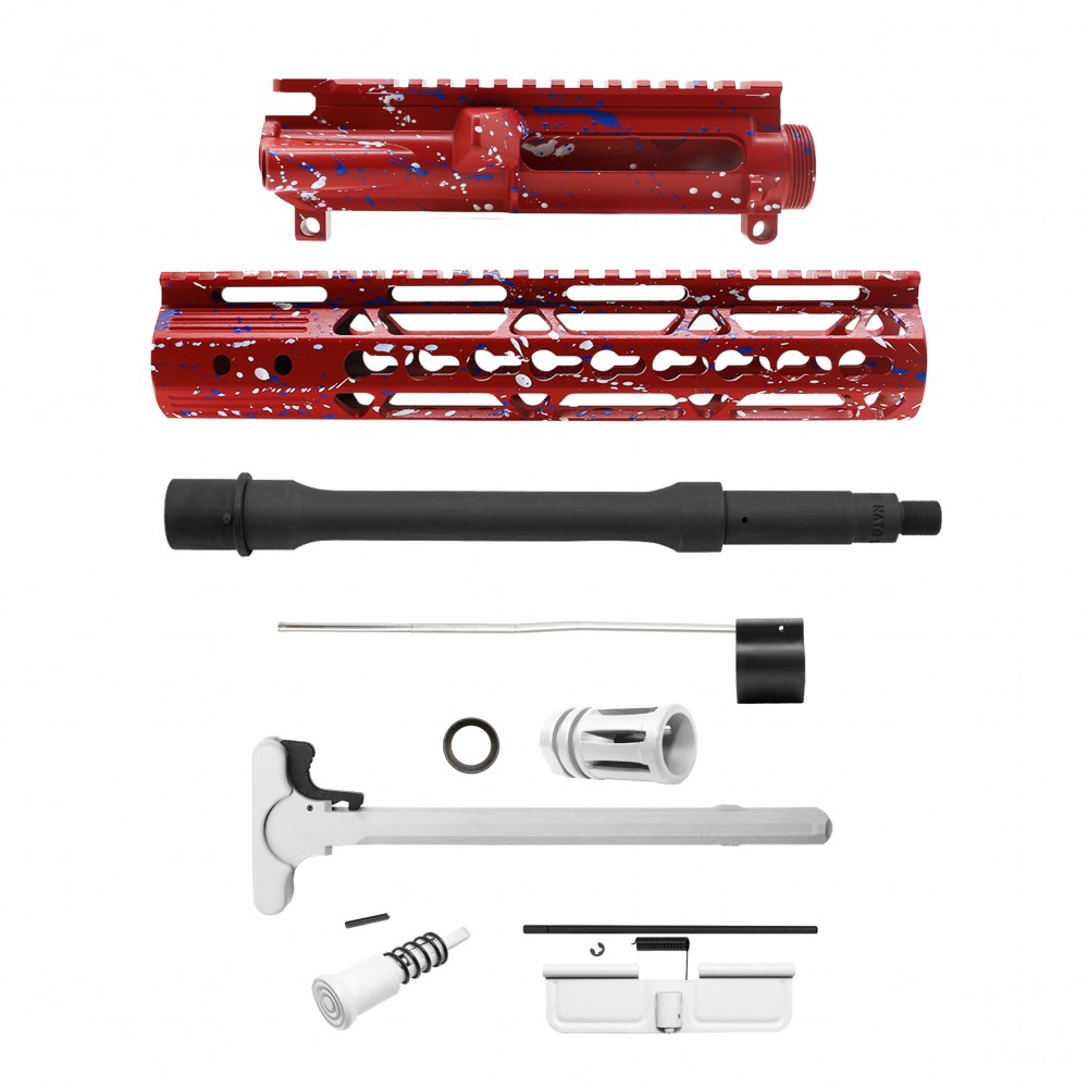 AR-15 .223/5.56 10" Barrel W/ 10'' Handguard | ''RED-BW-SPLATTER'' Pistol Kit AR-15 .223/5.56 10" Barrel W/ 10'' Handguard | ''RED-BW-SPLATTER'' Pistol Kit