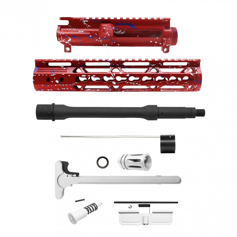 AR-15 .223/5.56 10" Barrel W/ 10'' Handguard | ''RED-BW-SPLATTER'' Pistol Kit AR-15 .223/5.56 10" Barrel W/ 10'' Handguard | ''RED-BW-SPLATTER'' Pistol Kit