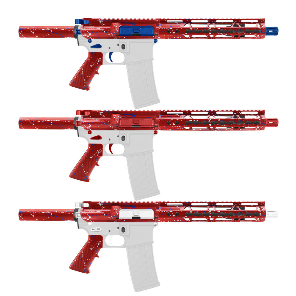 AR-15 .223/5.56 10" Barrel W/ 10'' Handguard | ''RED-BW-SPLATTER'' Pistol Kit AR-15 .223/5.56 10" Barrel W/ 10'' Handguard | ''RED-BW-SPLATTER'' Pistol Kit