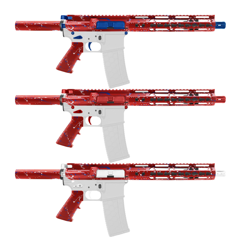 AR-15 .223/5.56 10" Barrel W/ 10'' Handguard | ''RED-BW-SPLATTER'' Pistol Kit AR-15 .223/5.56 10" Barrel W/ 10'' Handguard | ''RED-BW-SPLATTER'' Pistol Kit