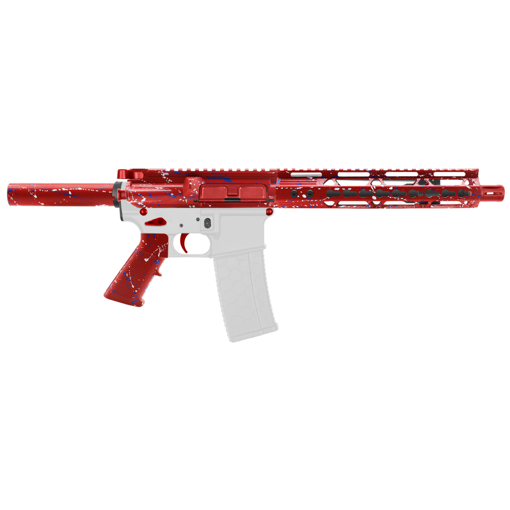 AR-15 .223/5.56 10" Barrel W/ 10'' Handguard | ''RED-BW-SPLATTER'' Pistol Kit AR-15 .223/5.56 10" Barrel W/ 10'' Handguard | ''RED-BW-SPLATTER'' Pistol Kit