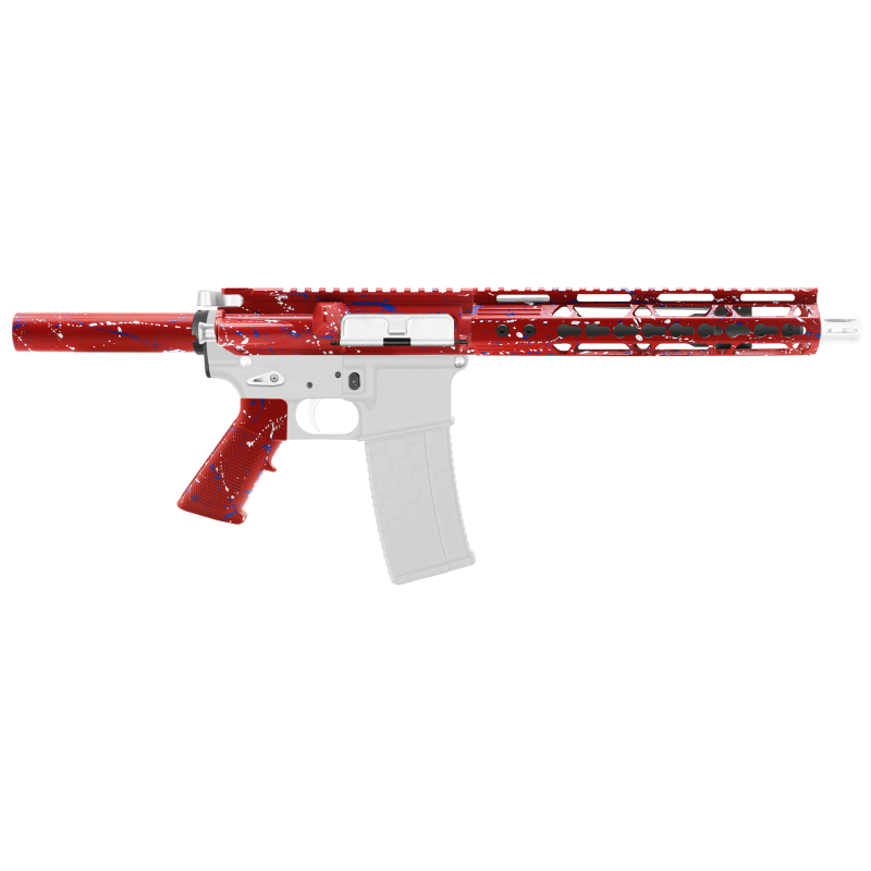 AR-15 .223/5.56 10" Barrel W/ 10'' Handguard | ''RED-BW-SPLATTER'' Pistol Kit AR-15 .223/5.56 10" Barrel W/ 10'' Handguard | ''RED-BW-SPLATTER'' Pistol Kit
