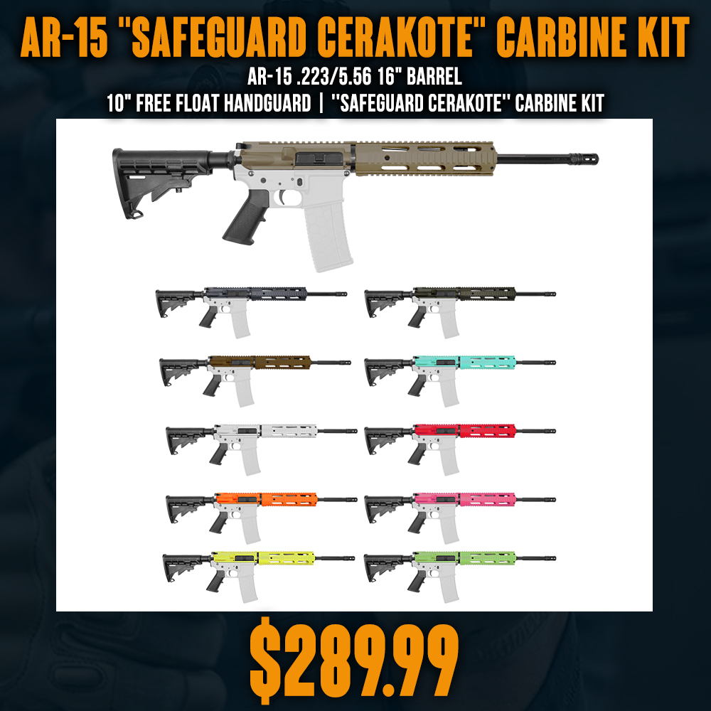 AR-15 .223/5.56 16" Barrel 10" Free Float Handguard | ''SAFEGUARD CERAKOTE'' Carbine Kit