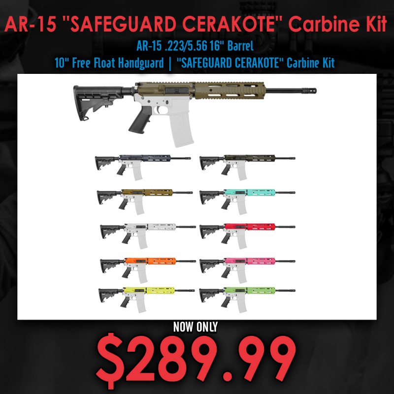 AR-15 .223/5.56 16" Barrel 10" Free Float Handguard | ''SAFEGUARD CERAKOTE'' Carbine Kit